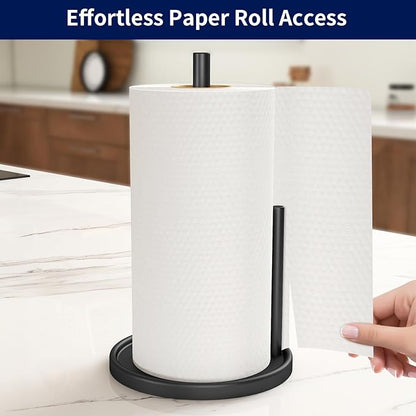 Jesginboo Paper Towel Holder Countertop, Black Kitchen Paper Towels Holder, Paper Roll Holder with Weighted Base - Image 2