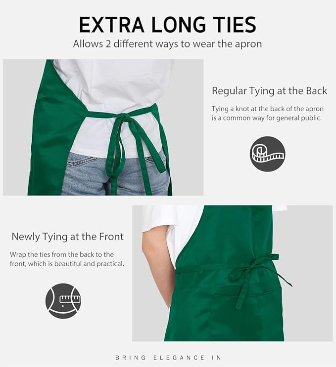 Syntus Apron for Men Women, Adjustable Cooking Kitchen Chef Aprons with 2 Pockets, Cotton/Polycotton/Polyester - Image 5