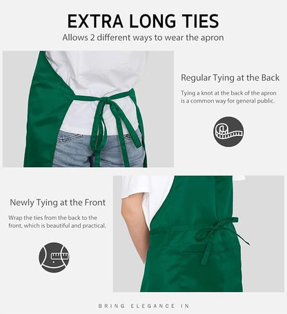 Syntus Apron for Men Women, Adjustable Cooking Kitchen Chef Aprons with 2 Pockets, Cotton/Polycotton/Polyester - Image 5
