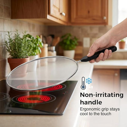 Splatter Screen for Frying Pan, Stainless Steel Grease Splatter Guard Splatter Screen Set Fine Mesh Stainless-Steel Grease Splatter Guard For Pots, Pans, and Skillets (Black-8IN) - Image 3