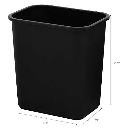 United Solutions 7 Gallon / 28 Quart Space Saving Trash Wastebasket, Fits Under Desk and Small, Narrow Spaces in Commercial, Kitchen, Home Office, and Dorm, Easy to Clean, Black, (WB0338) (Pack of 2) - Image 2
