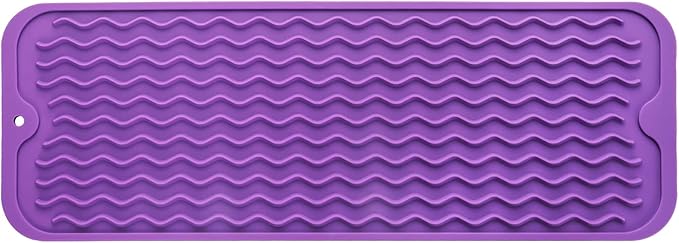 MicoYang Silicone Dish Drying Mat for Multiple Usage,Easy clean,Eco-friendly,Heat-resistant Silicone Mat for Kitchen Counter,Sink,Bar,Bottle,or Cup Purple M 17 inches x 6 inches by MicoYang