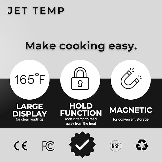 F1 Digital Meat Thermometer - Fast, Accurate, Easy to Use - Great for Grilling, Baking, Frying - Water Resistant