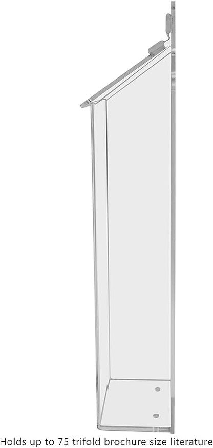 Outdoor Brochure Holder Holds 4" x 9" Advertising Trifolds Clear Acrylic Wall Mount Rack Card Box with Lid Includes Adhesive Strips and Take One Sticker by Marketing Holders