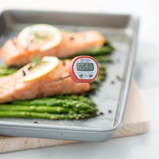Taylor Instant Read Digital Meat Food Grill BBQ Cooking Kitchen Thermometer, Comes with Pocket Sleeve Clip, Red - Image 4