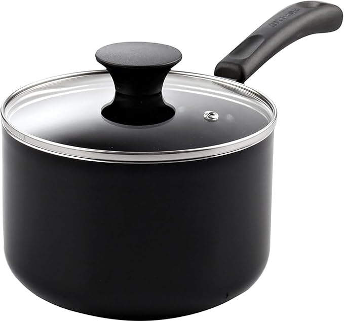 Cook N Home Nonstick Sauce Pan Set 1Qt and 2Qt, Multi-purpose Pots Set Saucepan Kitchenware with Glass Lid, Black, Aluminum - Image 4