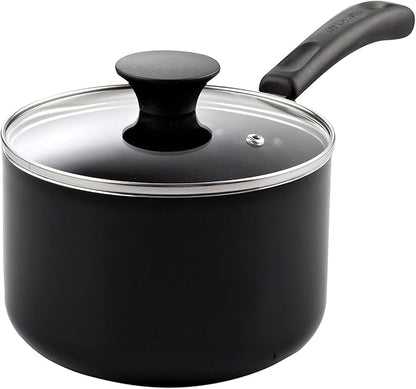 Cook N Home Nonstick Sauce Pan Set 1Qt and 2Qt, Multi-purpose Pots Set Saucepan Kitchenware with Glass Lid, Black, Aluminum - Image 4