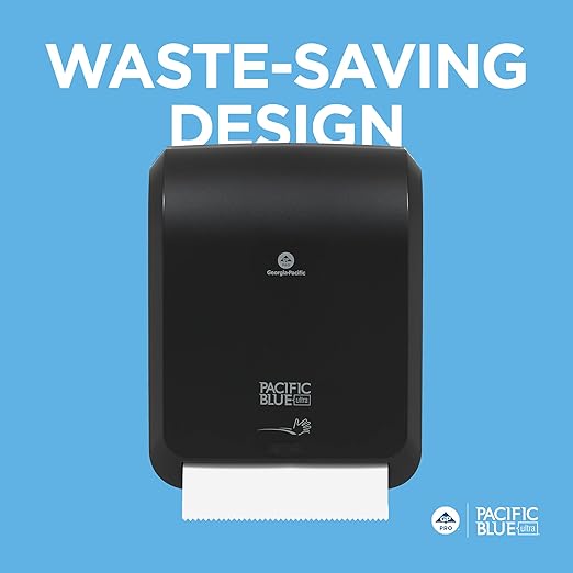 Pacific Blue Ultra 8" High-Capacity Automated Touchless Paper Towel Dispenser by GP PRO (Georgia-Pacific); Black; 59590; 12.9" W x 9" D x 16" H; 1 Dispenser - Image 8