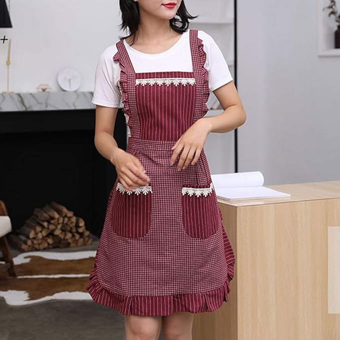 Cute Apron for Women with Pockets, Comfortable Kitchen Apron, Perfect for Cafe Shop, Baking, Gardening, Cooking.
