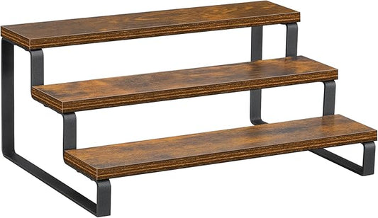 Giikin 3-Tier Spice Rack, 13.8 Inch Wood Step Shelf Countertop Spice Storage Holder, Kitchen Pantry Cabinet Organizer Cupboard for Spice Bottles, Jars, Seasonings, Baking Supplies, Metal Frame by Giikin