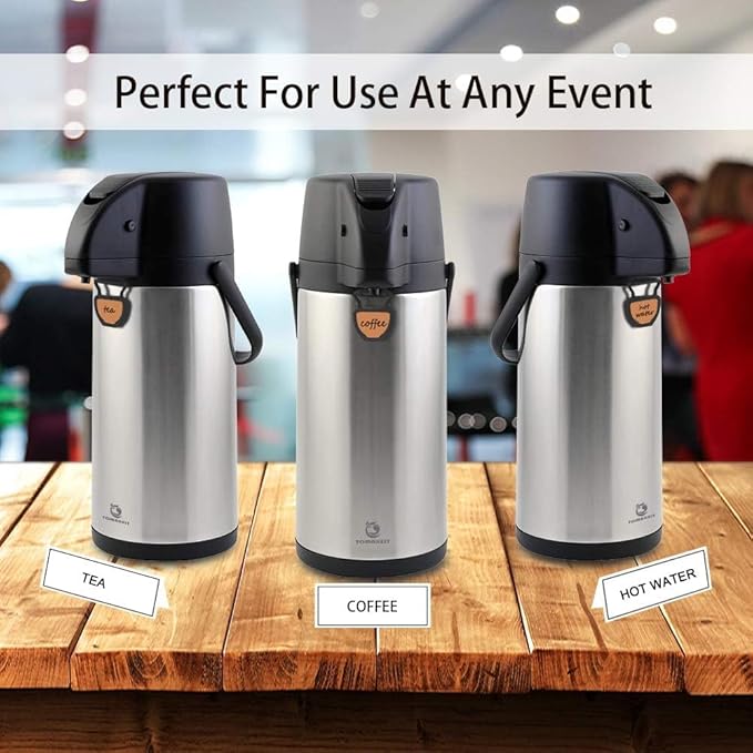TOMAKEIT Airpot Coffee Dispenser Thermal with Pump,3L/102 Oz Insulated Stainless Steel Large Airpot Coffee Carafe Lever Action for Hot/Cold Water,Thermal Carafe for Hot Cocoa for Parties - Image 8