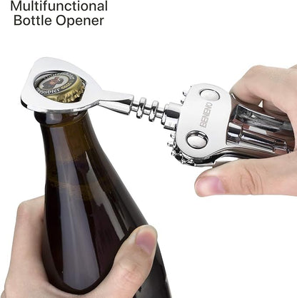 Beneno Wine Opener with Silicone Leak Proof Wine Vacuum Stopper, Zinc Alloy Premium Wing Corkscrew with Multifunctional Bottles Opener, Matte Black - Image 6