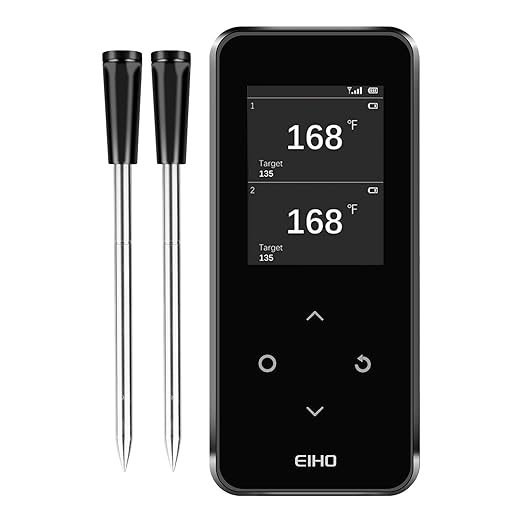 EIHO Wireless Bluetooth Meat Thermometer with 2 Ultra-Thin Probes, Smart Digital Food Thermometer 600FT Remote Range, Standalone Smart Base for Grill Smoker Roast Oven, Cooking Gifts by EIHO