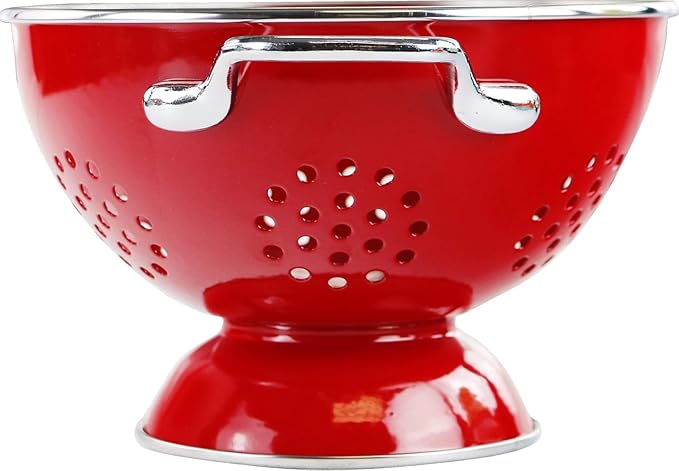 Calypso Basics by Reston Lloyd Powder Coated Enameled Colander, 3 Quart, Red