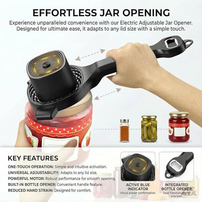 Electric Jar Opener, Bottle Opener, Smoothly Electric Adjustable Design, Comfortable Easy-Grip Handle, Multifunctional for Seniors & Weak Hands & Kids, Gift for Mother