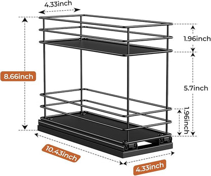 Mystozer Pull Out Spice Rack Organizer for Cabinet, Slide Out Spice Racks, Easy to Install, 4.33" Wx10.43 Dx8.66 H, 1 Drawer 2 Tiers(Black) - Image 3