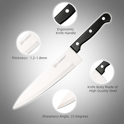 19-Piece Knife Set, German Steel, Durable and Dishwasher Safe, Knife Sets for Kitchen with Block Sets with Built-in Sharpener for Chopping, Slicing, Dicing&Cutting
