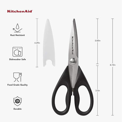 KitchenAid All Purpose Kitchen Shears with Protective Sheath Durable Stainless Steel Scissors, Dishwasher Safe, Soft Grip Comfort Handle, 8.72 Inch, Black, Pack of 12 - Image 9