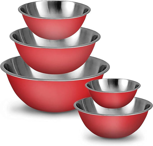 WHYSKO Meal Prep Stainless Steel Mixing Bowls Set, Home, Refrigerator, and Kitchen Food Storage Organizers | Ecofriendly, Reusable, Heavy Duty (Red) by WHYSKO