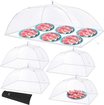 Anpro Food Covers for Outdoors - 1 Extra Large (40"x25") + 4 Large (17"x17") Pop-Up Mesh Food Tents, Collapsible Reusable Bug-Proof Nets for Picnics, BBQs & Camping, Stainless Steel Frame by HOME