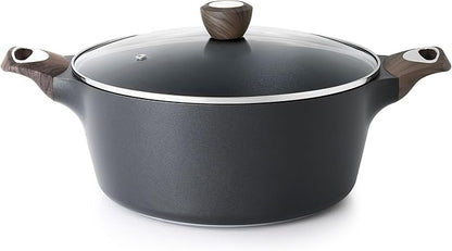 SENSARTE Nonstick Stock Pot with Lid, 2.6/4.5/6.6/8.5 QT Soup Pot Casserole Pot, Healthy Pasta Pot, Large Deep Cooking Pot, Big Sauce Pot Stew Pot, Induction Compatible, PFOA PFOS APEO Free, Black by SENSARTE