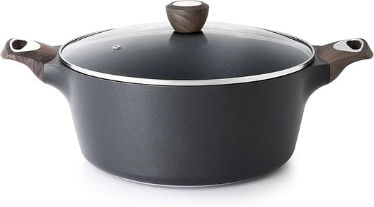 SENSARTE Nonstick Stock Pot with Lid, 2.6/4.5/6.6/8.5 QT Soup Pot Casserole Pot, Healthy Pasta Pot, Large Deep Cooking Pot, Big Sauce Pot Stew Pot, Induction Compatible, PFOA PFOS APEO Free, Black by SENSARTE