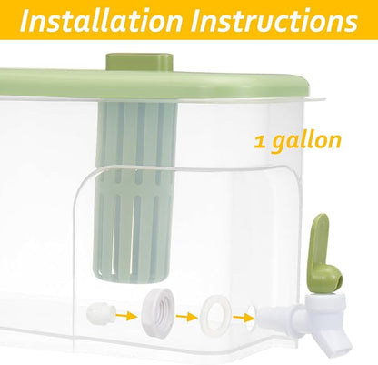 2 Pack Drink Dispenser for Fridge 1 Gallon Water Dispenser for Party Upgraded Gallon Beverage Liquid Drink Container with Spigot Ice Tea Pitcher for Fridge, Green