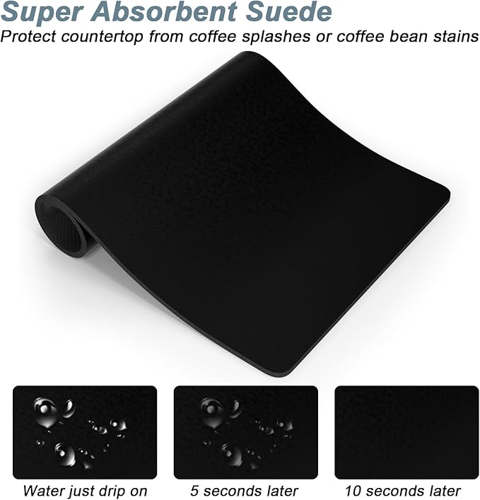 Rnivvi Coffee Mat, 16" x 24" Coffee Bar Mats for Espresso Machine Station Accessories and Organizer, Hide Stain Rubber Backed Absorbent Dish Drying Pad for Kitchen Counter, Cute Bar Decor Pad, Black - Image 3