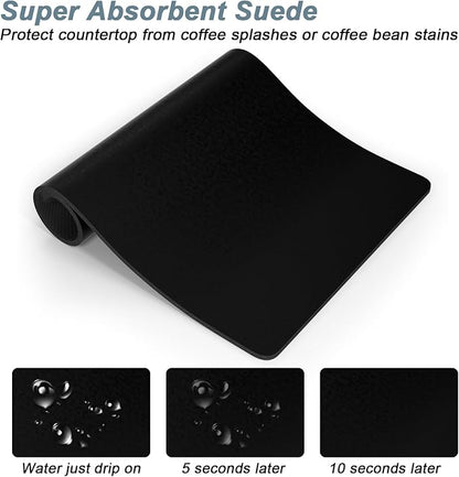 Rnivvi Coffee Mat, 16" x 24" Coffee Bar Mats for Espresso Machine Station Accessories and Organizer, Hide Stain Rubber Backed Absorbent Dish Drying Pad for Kitchen Counter, Cute Bar Decor Pad, Black - Image 3