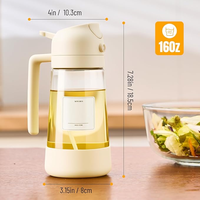 PARACITY 2 in 1 Oil Dipenser Bottle with Silicone Bottom (White-2PCS) - Image 8