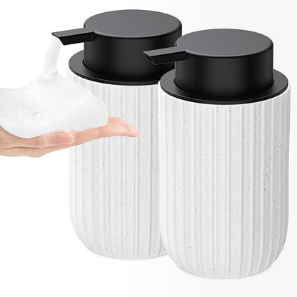 Ceramic Foaming Soap Dispenser, 12 oz Bathroom Foam Hand Soap Dispenser, Refillable Lotion Soap Dispenser with Removable Pump for Kitchen Hand Wash Dispenser, Modern Home Decor(2Pack-Speckled White)
