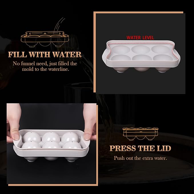 Whiskey Ice Cubes Mold 2 Pack - Round Ice Cube Mold & Ice Ball Maker Set with Storage Bin, Ice Cube Trays with Lid, Tongs for Bourbon & Cocktails, Gifts for Whiskey Lover - Image 7