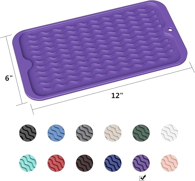 ZLR Silicone Sponge Holder & Sink Caddy Tray (6" x 12") - Narrow Dish Drying Mat for Kitchen Counter - Waterproof Soap Dispenser Organizer, Non-Slip Bathroom Vanity Tray (Meadow Violet) - Image 6