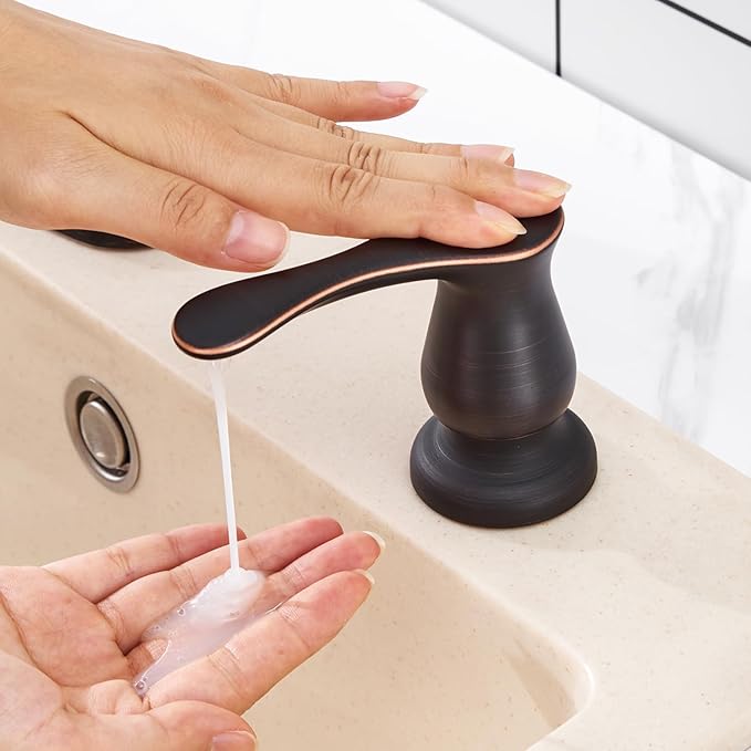 GAGALIFE Kitchen Sink Soap Dispenser Oil Rubbed Bronze, Built in Soap Dispenser with 17 OZ Bottle, Refill from The Top, Liquid Dispenser for Kitchen Sink - Image 6