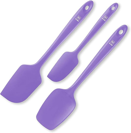 DI ORO Silicone Spatula Set - Rubber Kitchen Spatulas for Baking, Cooking, & Mixing - 600°F Heat-Resistant & BPA Free Silicone Scraper Spatulas for Nonstick Cookware - Dishwasher Safe (3pc, Lavender) by DIORO