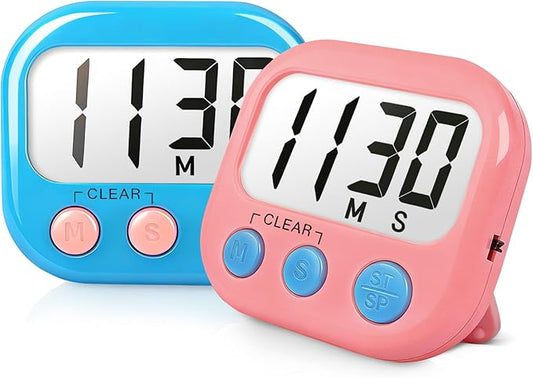 2 Pack Classroom Timers for Teachers Kids Large Magnetic Digital Timer Blue Pink by AOUCE
