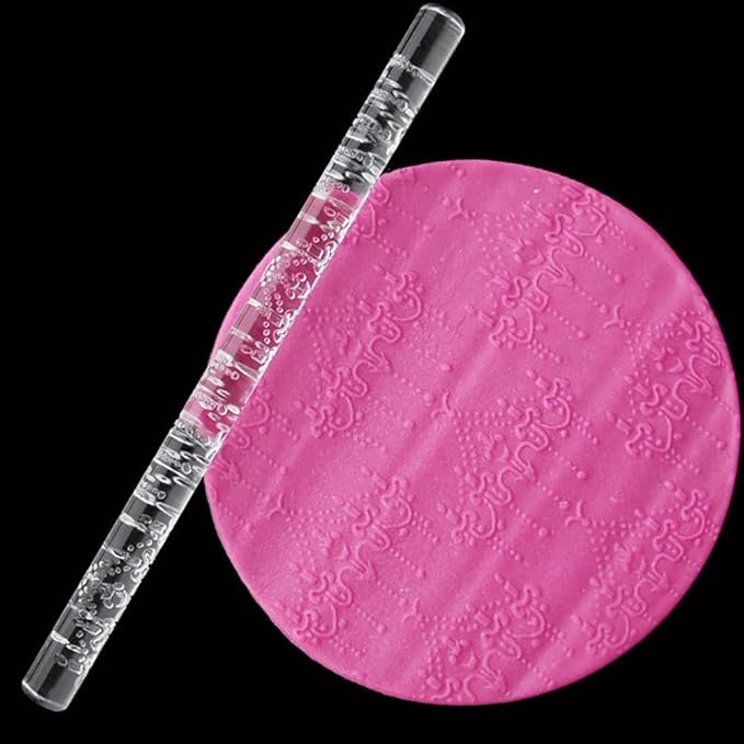 Rengue Acrylic Rolling Pin with 28 Patterns, Compliant Material, Comfortable Grip, 16 X 1 Cm, Lightweight for Dough and Pastry Acrylic Rolling Pin with 28 Patterns, Nan Kitchen (#13)