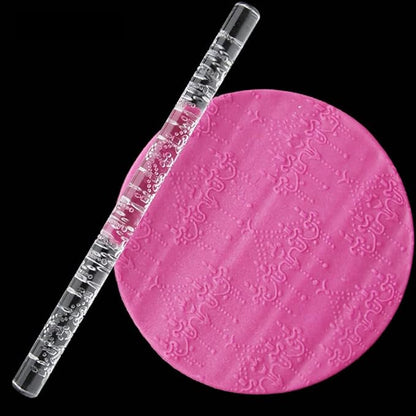 Rengue Acrylic Rolling Pin with 28 Patterns, Compliant Material, Comfortable Grip, 16 X 1 Cm, Lightweight for Dough and Pastry Acrylic Rolling Pin with 28 Patterns, Nan Kitchen (#13)