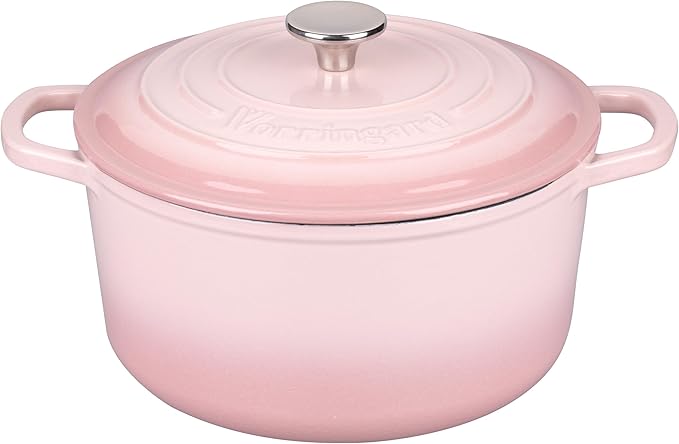 VORRINGARD Enameled Cast Iron Dutch Oven Pot with Lid, for Sourdough Bread Baking, Round Dutch Ovens, 4.5 Quart, Pink by Unknown