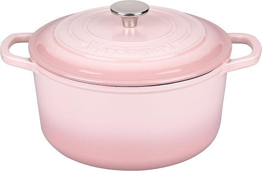 VORRINGARD Enameled Cast Iron Dutch Oven Pot with Lid, for Sourdough Bread Baking, Round Dutch Ovens, 4.5 Quart, Pink by Unknown