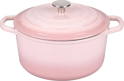 VORRINGARD Enameled Cast Iron Dutch Oven Pot with Lid, for Sourdough Bread Baking, Round Dutch Ovens, 6 Quart, Pink by Unknown