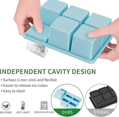 Large Ice Cube Tray for Whiskey: FDDBI Silicone Ice Cube Trays with Lid - 2Pack Big Square Old Fashioned Ice Cube Maker for Cocktail - 2inch Huge Cubed Ice Trays for Whisky - Image 2