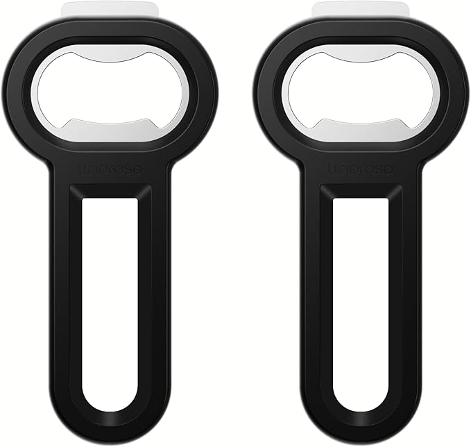 Linoroso Magnetic Bottle Opener Pop Can Opener for Refrigerator, Beer Bottle Opener and Soda Can Opener with Cap Catcher, Portable Beer Opener for Bartender, Home, Restaurant, Bar Tools, 2 Pack, Black
