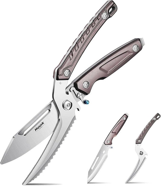Huusk Heavy Duty Poultry Scissors - Kitchen Scissor for Food with Serrated Edge, Detachable Sharp Shears for Cutting Meat, Chicken Bone, Christmas Gift for Men and Women