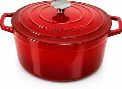 Nuwave 6QT Healthy Enameled Cast Iron Dutch Oven Pot with Lid, Heavy Duty 7-Layer Enamel, Enhanced Rust Protection, Dual Handles, Oven Safe to 500°F for Sourdough Bread Baking, Braise, Stew, Roast