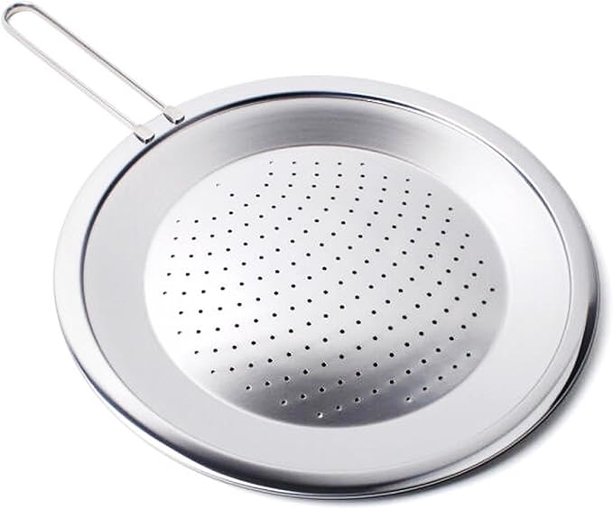 Stainless Steel Splatter Screen Lid, Oil Splash Guard with Steam Vent Holes, Long Handle, Frying Pan Cover, 12.6 in (32 cm) - 1ea by Minecook