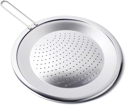 Stainless Steel Splatter Screen Lid, Oil Splash Guard with Steam Vent Holes, Long Handle, Frying Pan Cover, 12.6 in (32 cm) - 1ea by Minecook