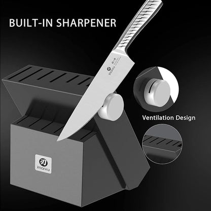 imarku® Knife Set,14-Piece Knife Sets for kitchen with block,Premium One-Piece Kitchen Knife Set with Sharpener,High Carbon Stainless Steel Knives Set for Kitchen,Dishwasher Safe,Black - Image 4
