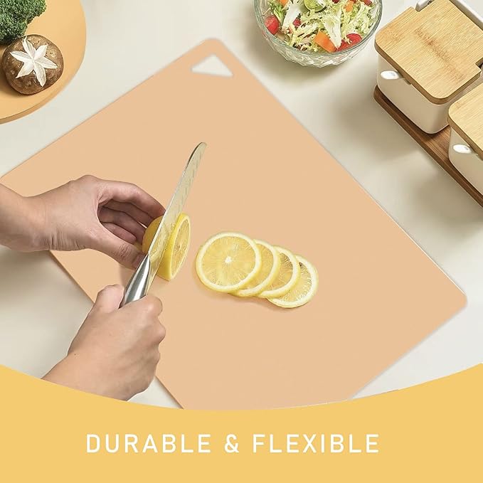 7 Pieces Plastic Flexible Cutting Boards for Kitchen, Non Slip Cutting Mats with Food Icons, Easy-Grip Handles, BPA- Free, 15"x12" - Image 5