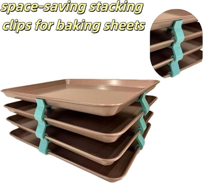 20 Piece Reusable Baking Tray Stacker, Space Saving Fixed Cookie Tray Stacker, Cookie Tray Baking Tray for Kitchen Baking (Blue)